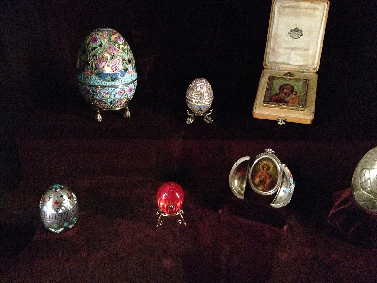 Assortement of smaller Fabergé eggs in the Liechtensteinisches Landesmuseum - 2014