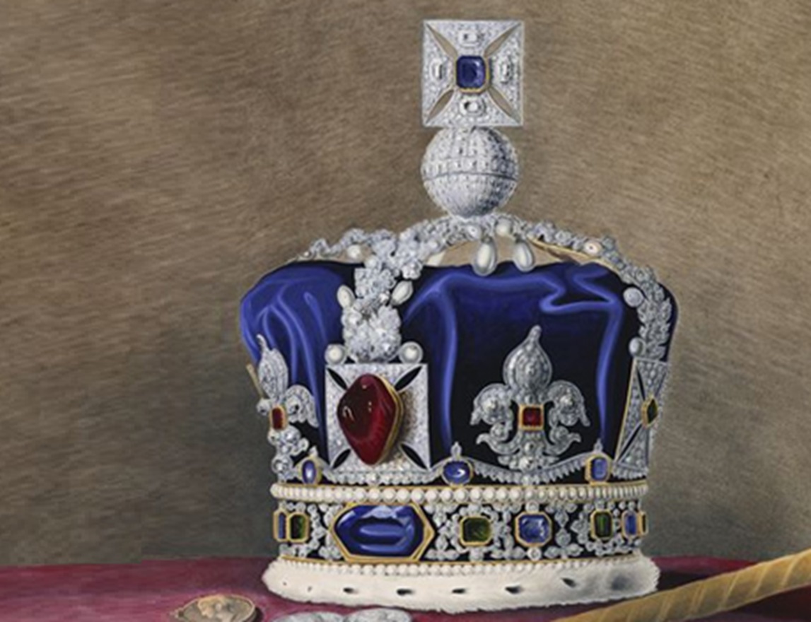 Hand-coloured lithograph of Queen Victoria's Imperial State Crown.