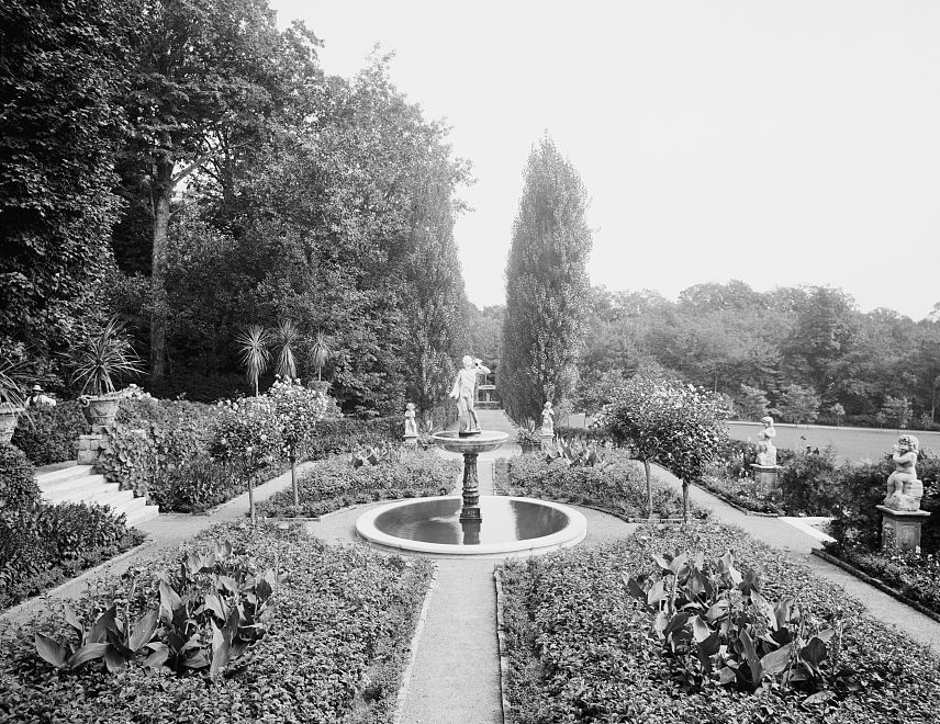 Flower garden and a fountain