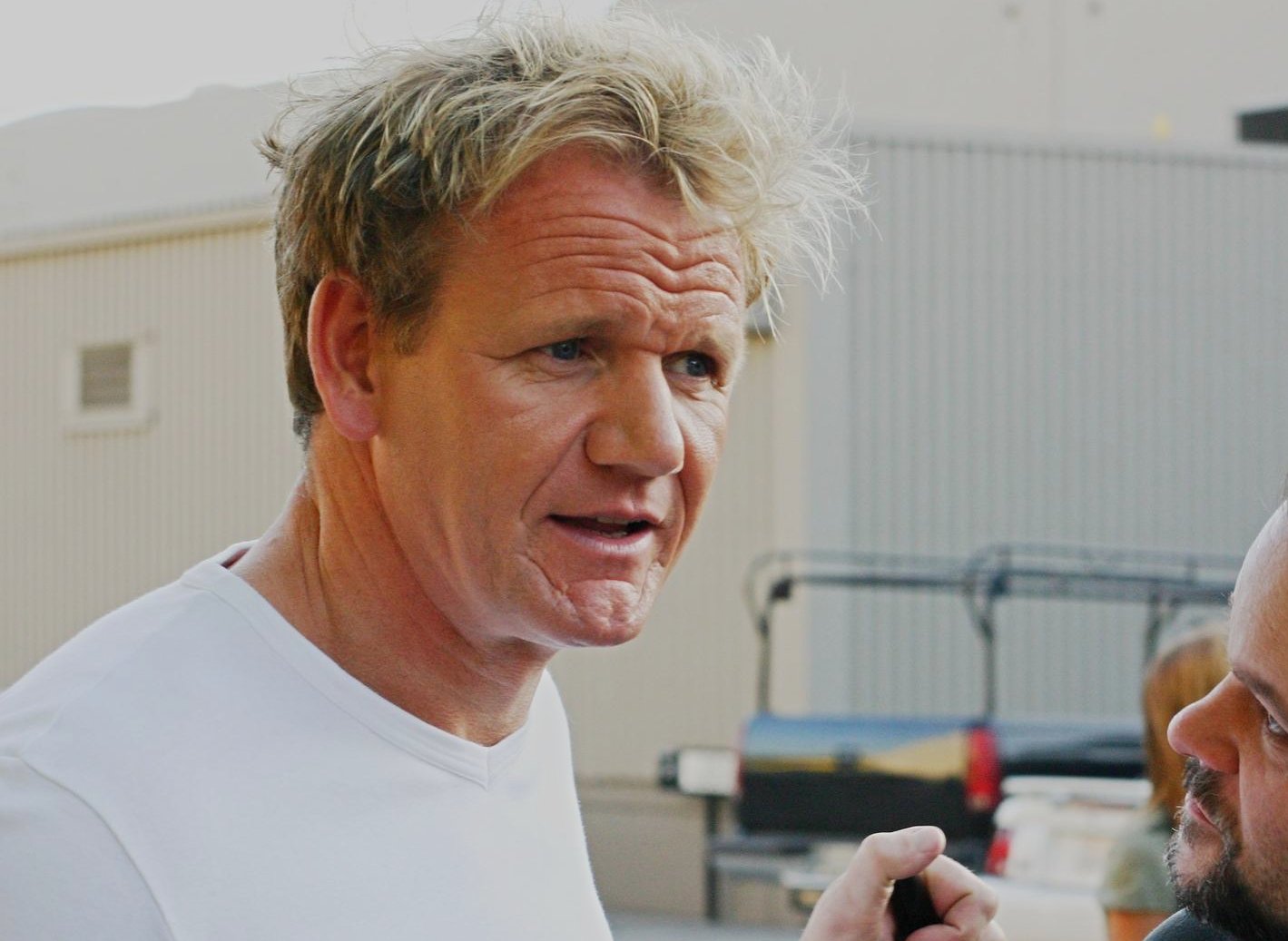 Gordon Ramsay in a white t-shirt