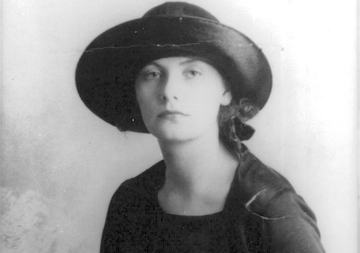 Greta Garbo, as a young schoolgirl in black