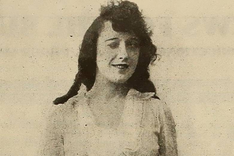 Mabel Normand in white dress