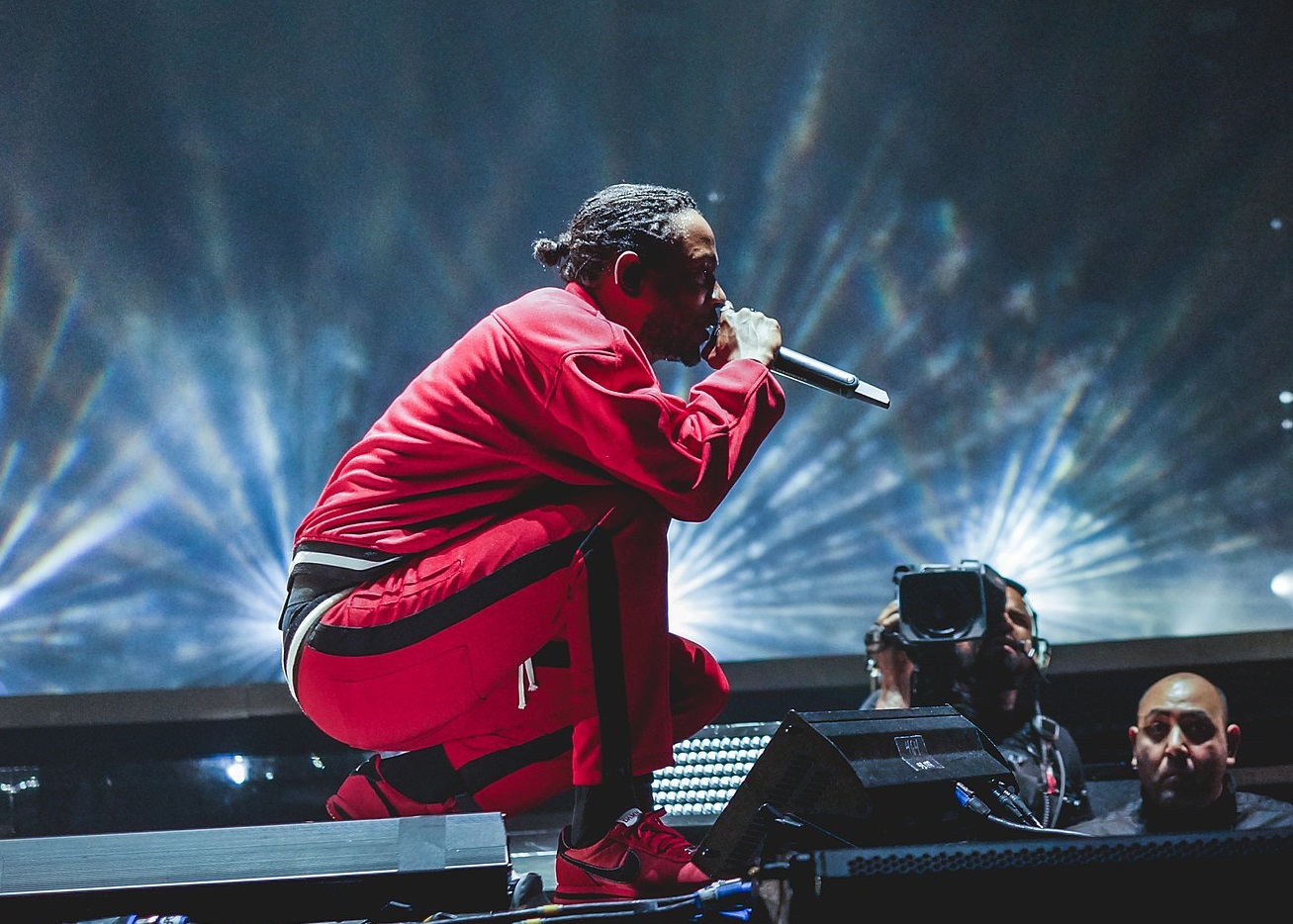 Kendrick Lamar performing for a concert at TD Garden on July 22, 2017 in Boston