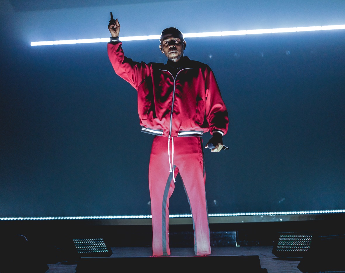 Kendrick Lamar performing on stage at TD Garden on July 22, 2017 in Boston