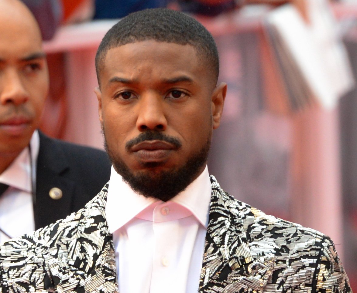 Michael B. Jordan in a white shirt