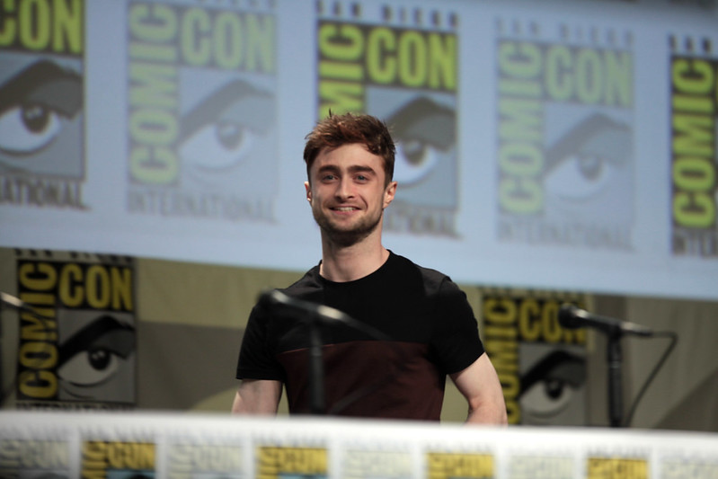 Daniel Radcliffe wearing a black t-shirt