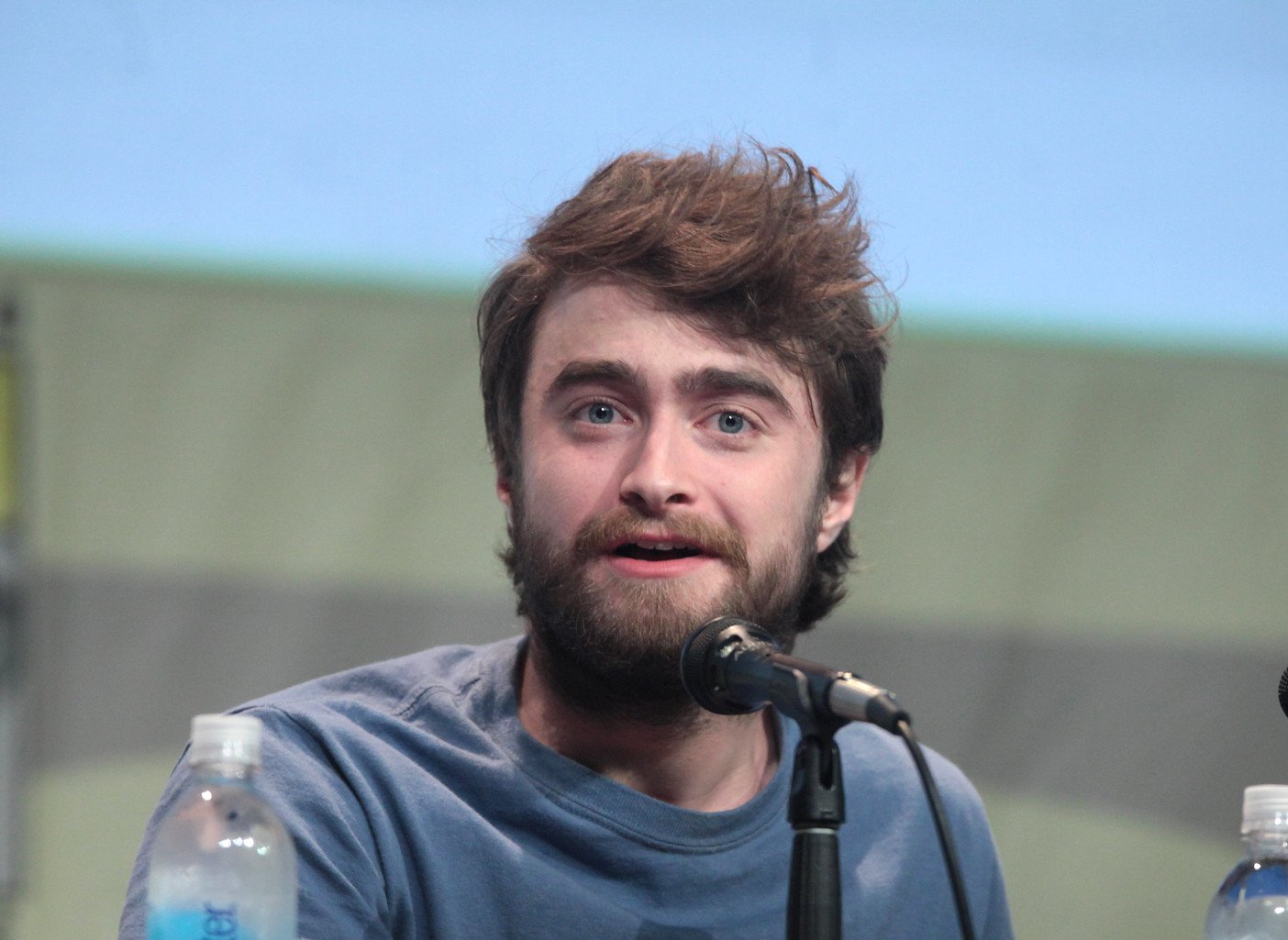 Daniel Radcliffe wearing a grey t-shirt