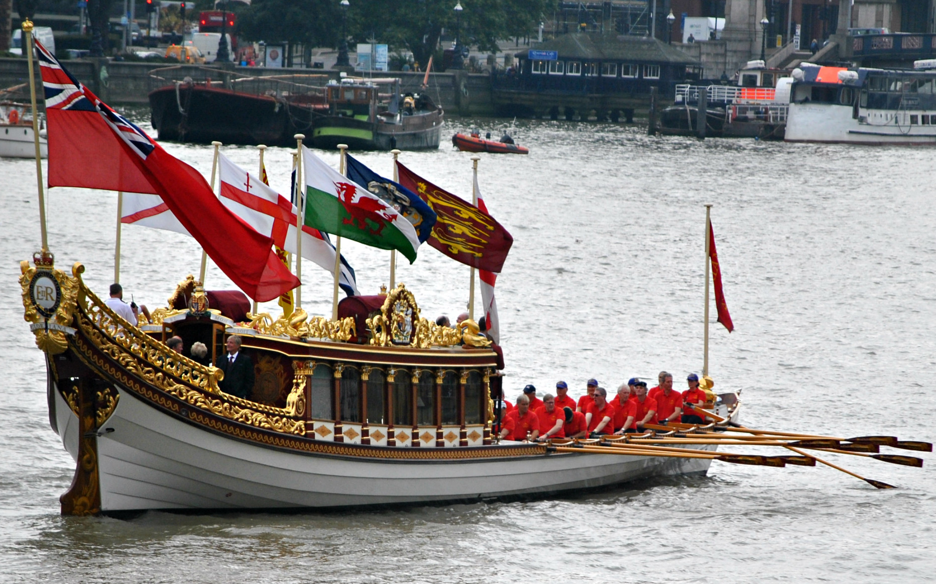 Gloriana - a 94-foot-long British royal rowing barge