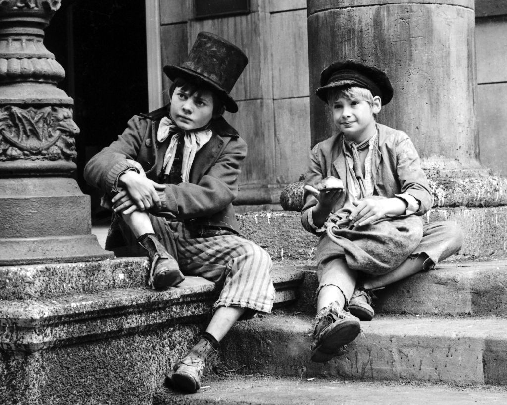 Portrait Photo of Mark Lester (right) as Oliver Twist and Jack Wild as The Artful Dodger
