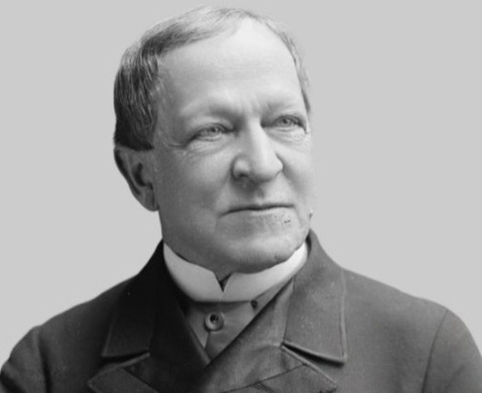 Portrait of Levi P. Morton in a black coat