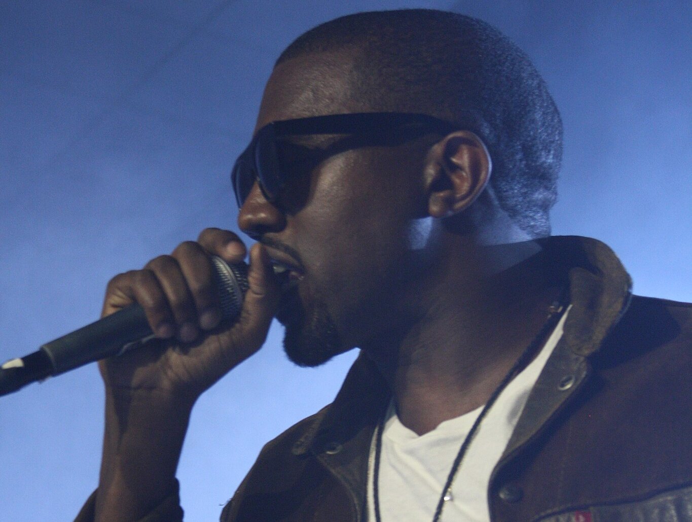 Kanye West in a white shirt