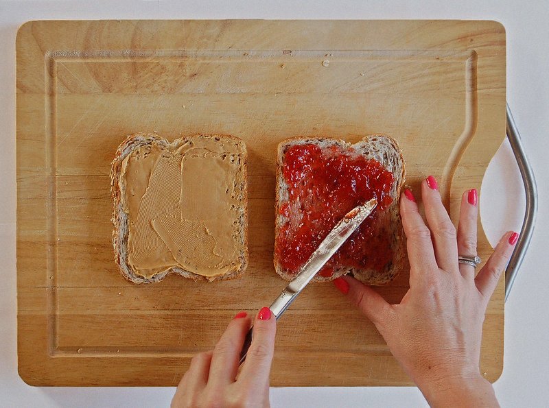 Peanut butter and jam toast