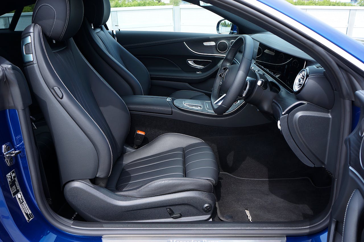 Interior design of a blue car