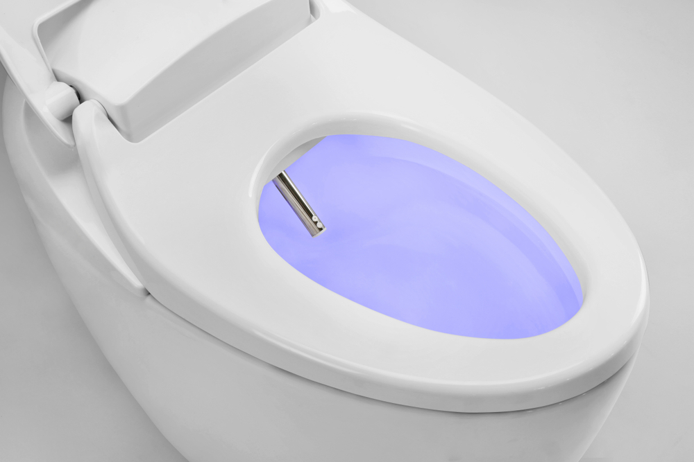 Toilet with purple LED light