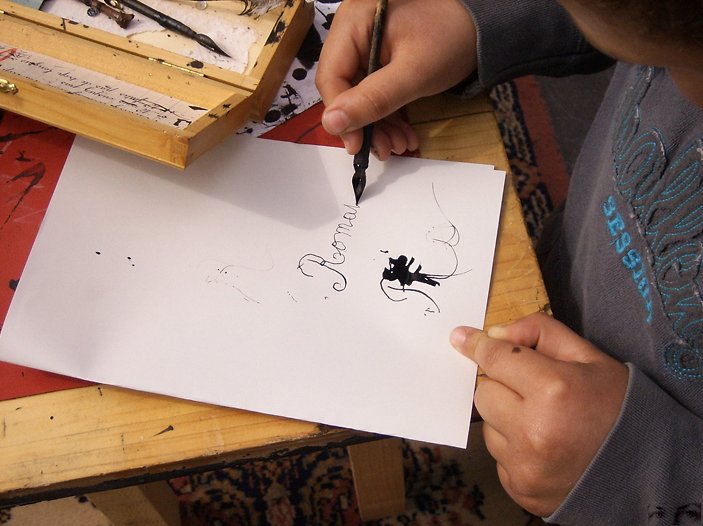 Cursive writing on a paper