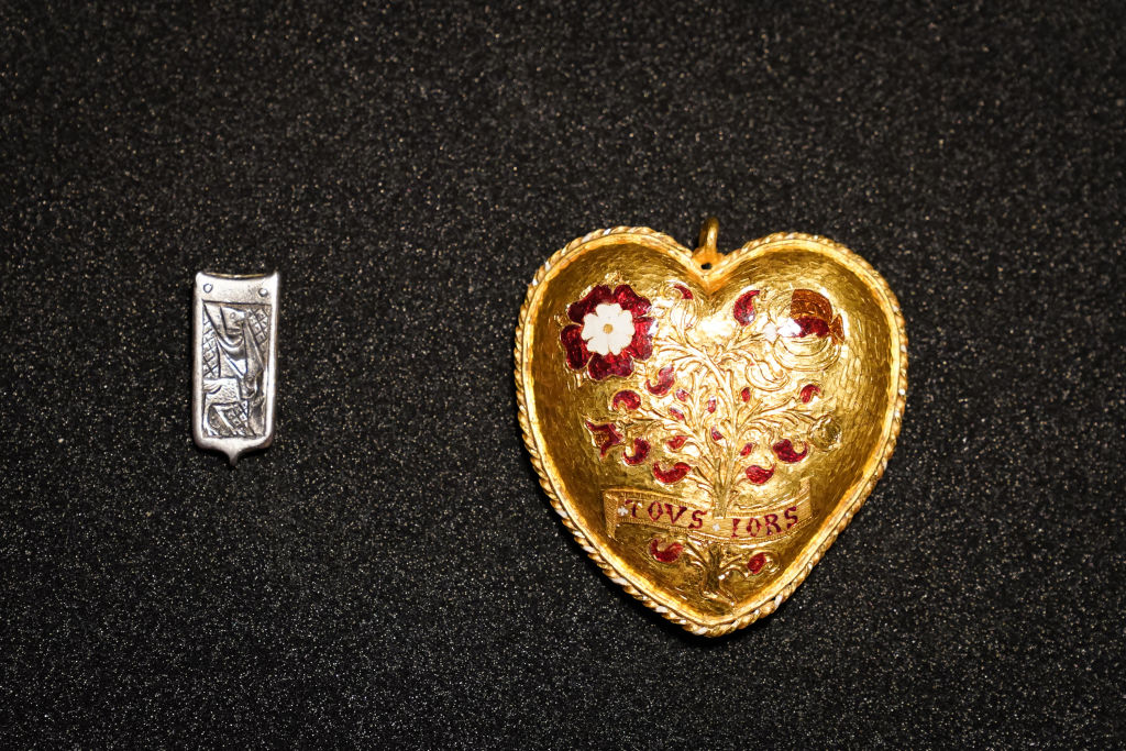 A chain buckle and pendant associated with Henry VIII and Katherine of Aragon on display at the British Museum in London