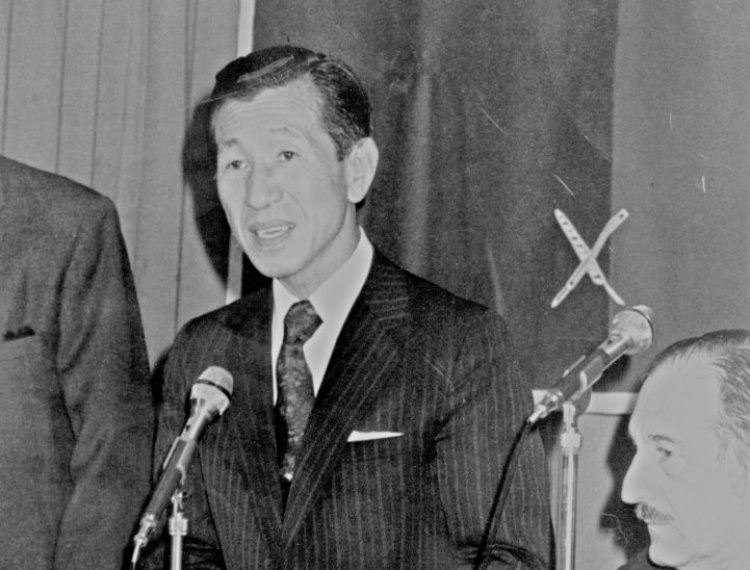Ex-Lieutenant Hiroo Onoda in a suit