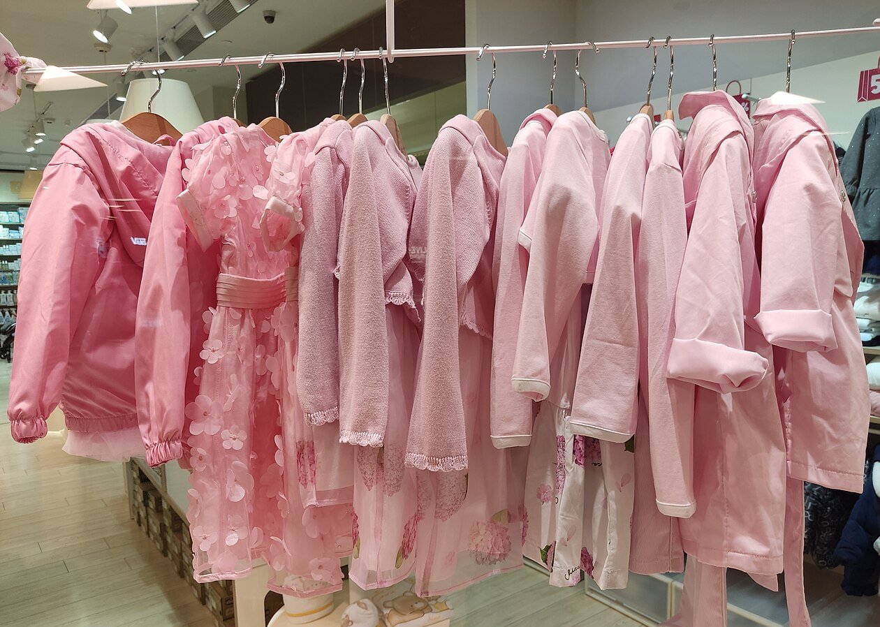 Pink clothes in a store