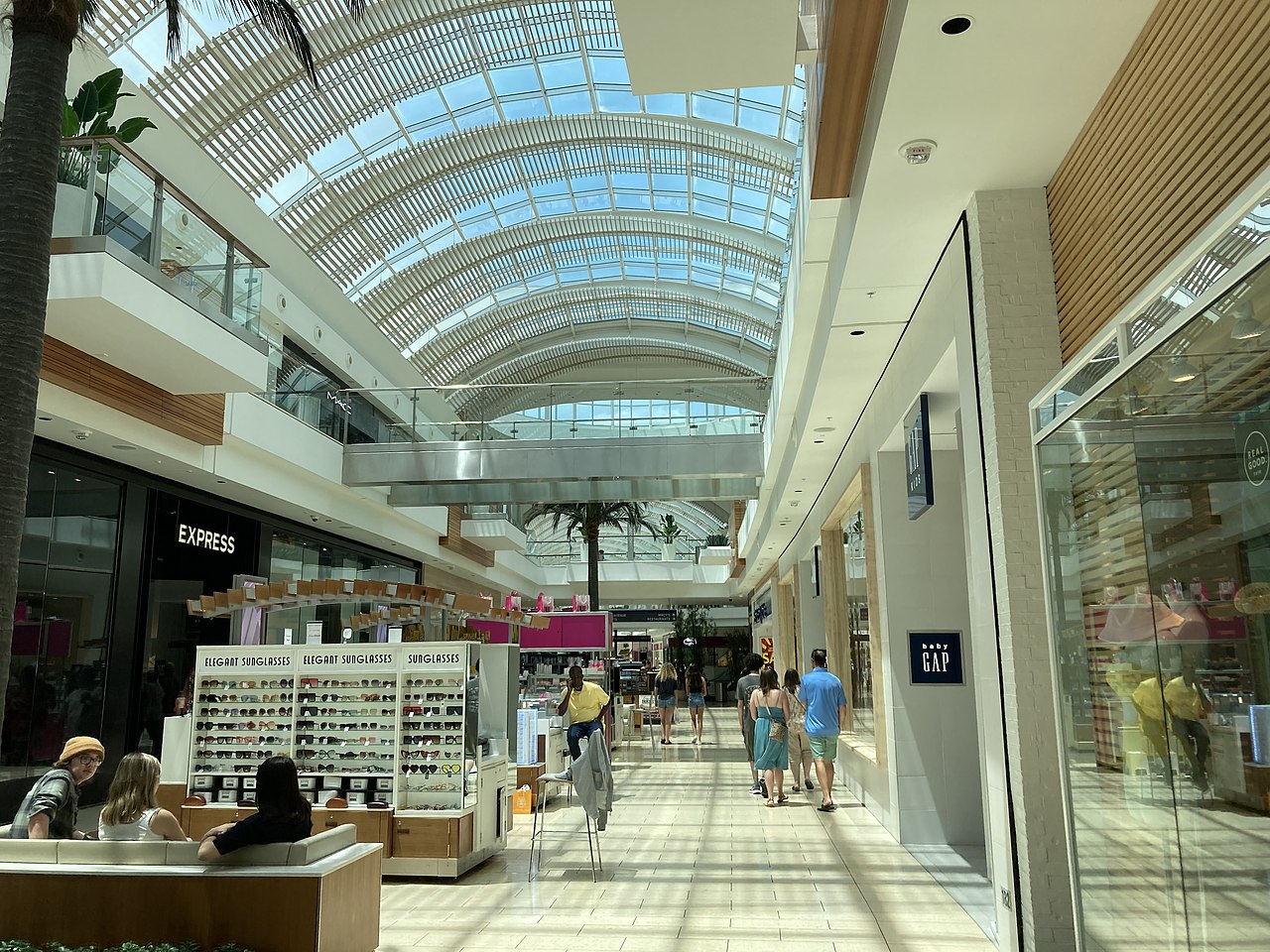 Inside stores in a mall