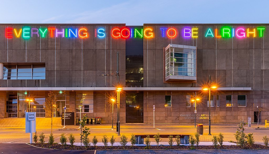 Colorful neon letters on a building