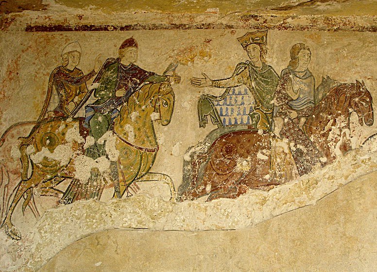 Royal hunt, fresco in the Sainte-Radegonde chapel