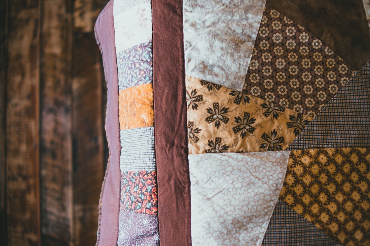 Close-up of a Patterned Patchwork Quilt
