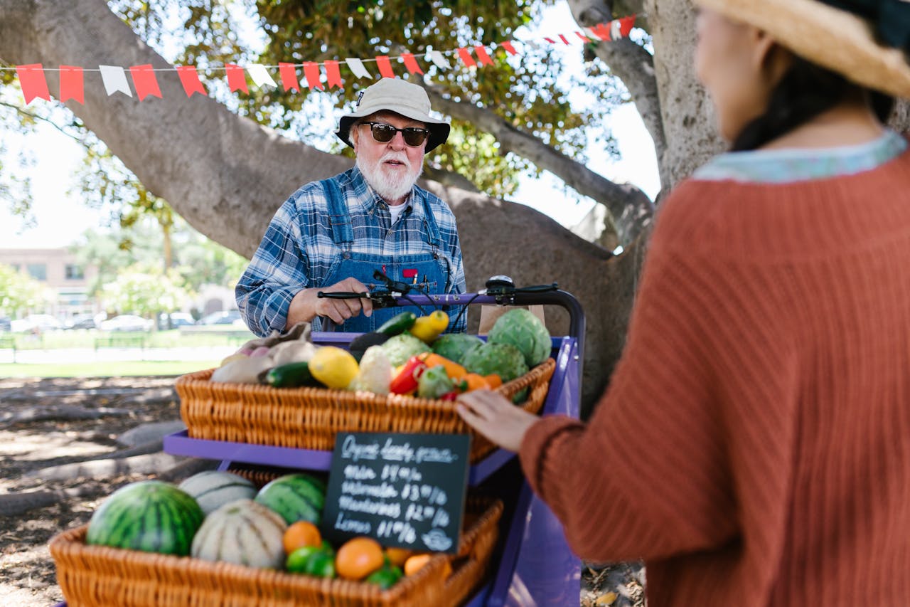An Elderly Man in Plaid Long Sleeves