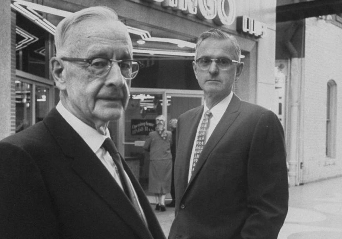 Bill Harrah posing with his father