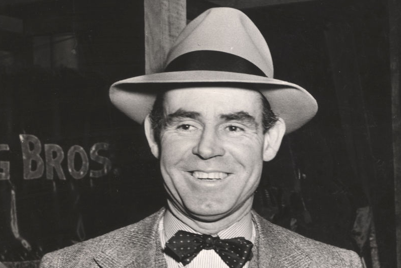 Portrait of American circus performer Emmett Kelly