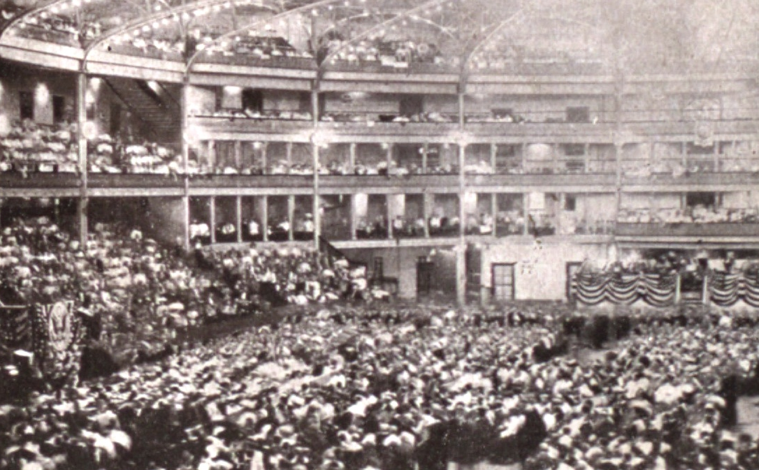Interior of Madison Square Garden at night