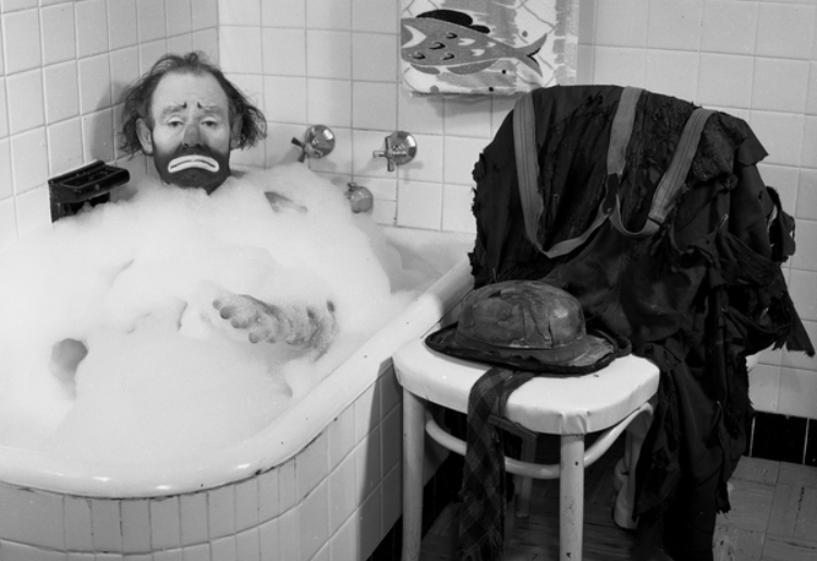 Ringling Circus Clown Emmett Kelly In A Bubble Bath