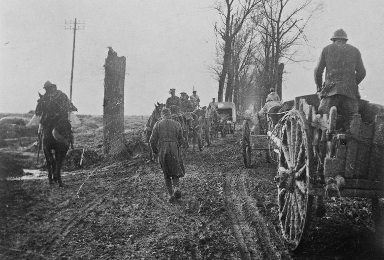 ritish and French convoys in the mud at the crossing of the road from Albert to Peronne and from Bray-sur-Somme to Maricourt