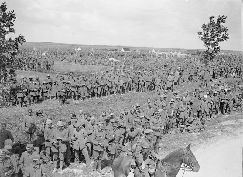 German prisoners at a temporary POW camp near Amiens