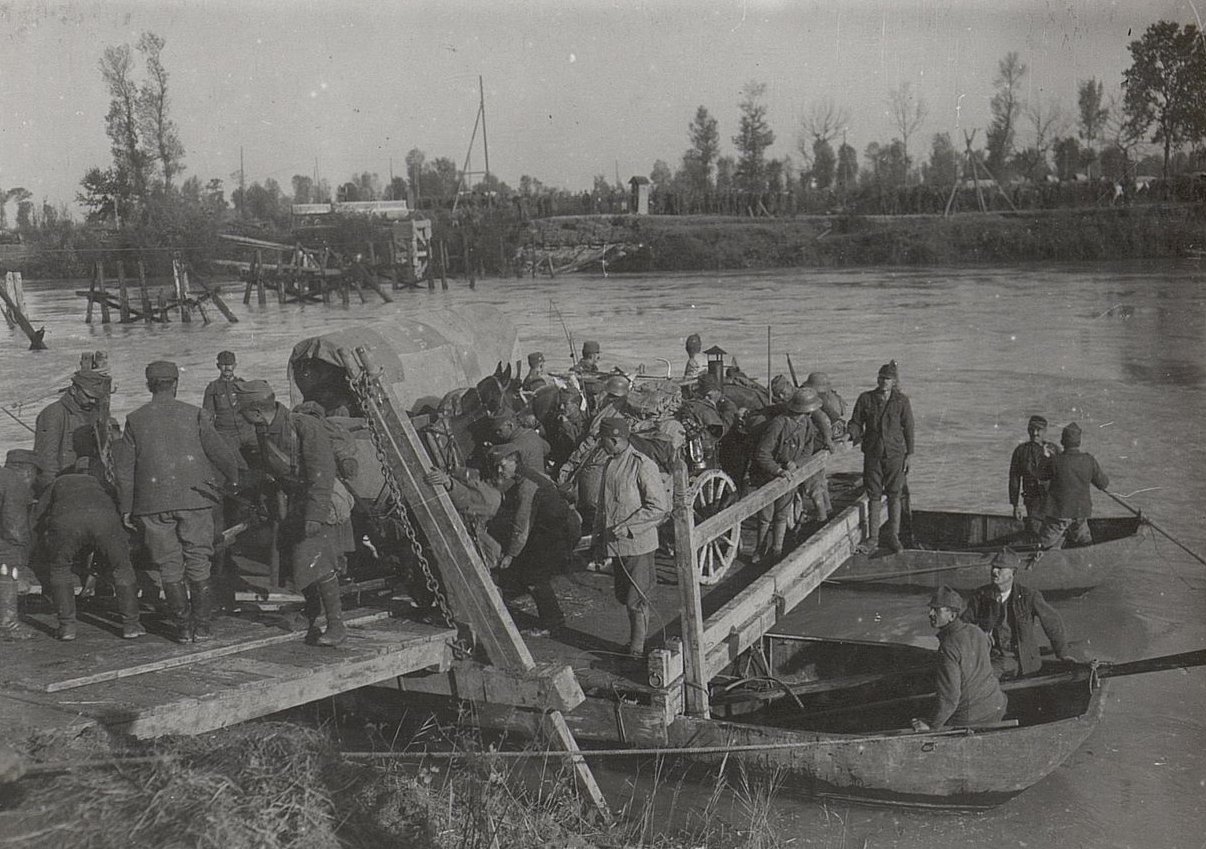 Austrian troops crossing the Isonzo