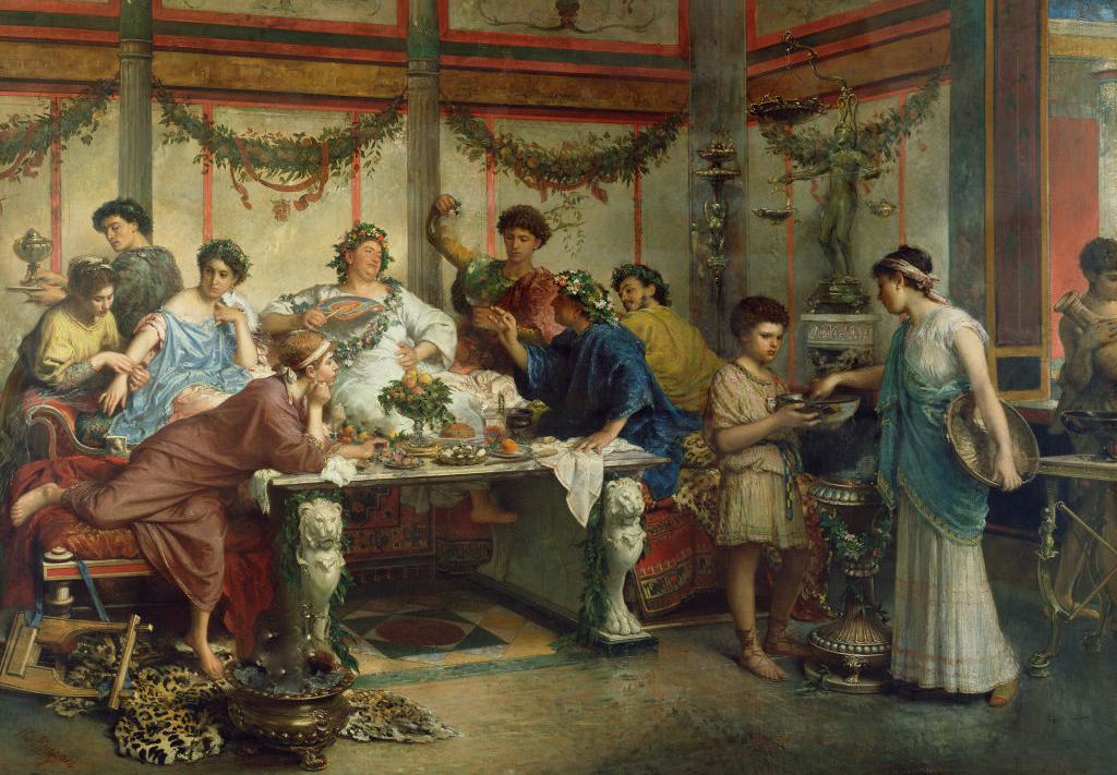 A scene from the Roman Feast (Saturnalia)