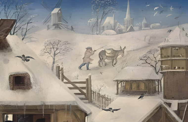 Snow-covered Winter Landscape in the Middle Ages