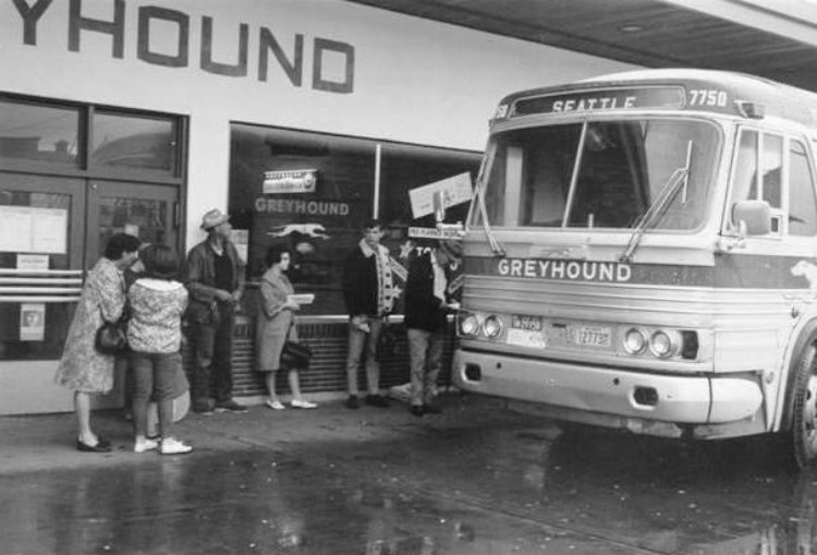 Greyhound Lines bus on the station