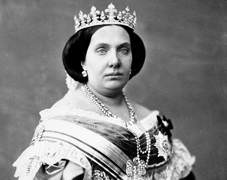 Formal photo portrait of Queen Isabella II of Spain by Jean Laurent
