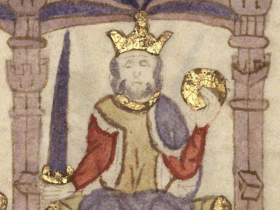 King Afonso I of Portugal on a throne