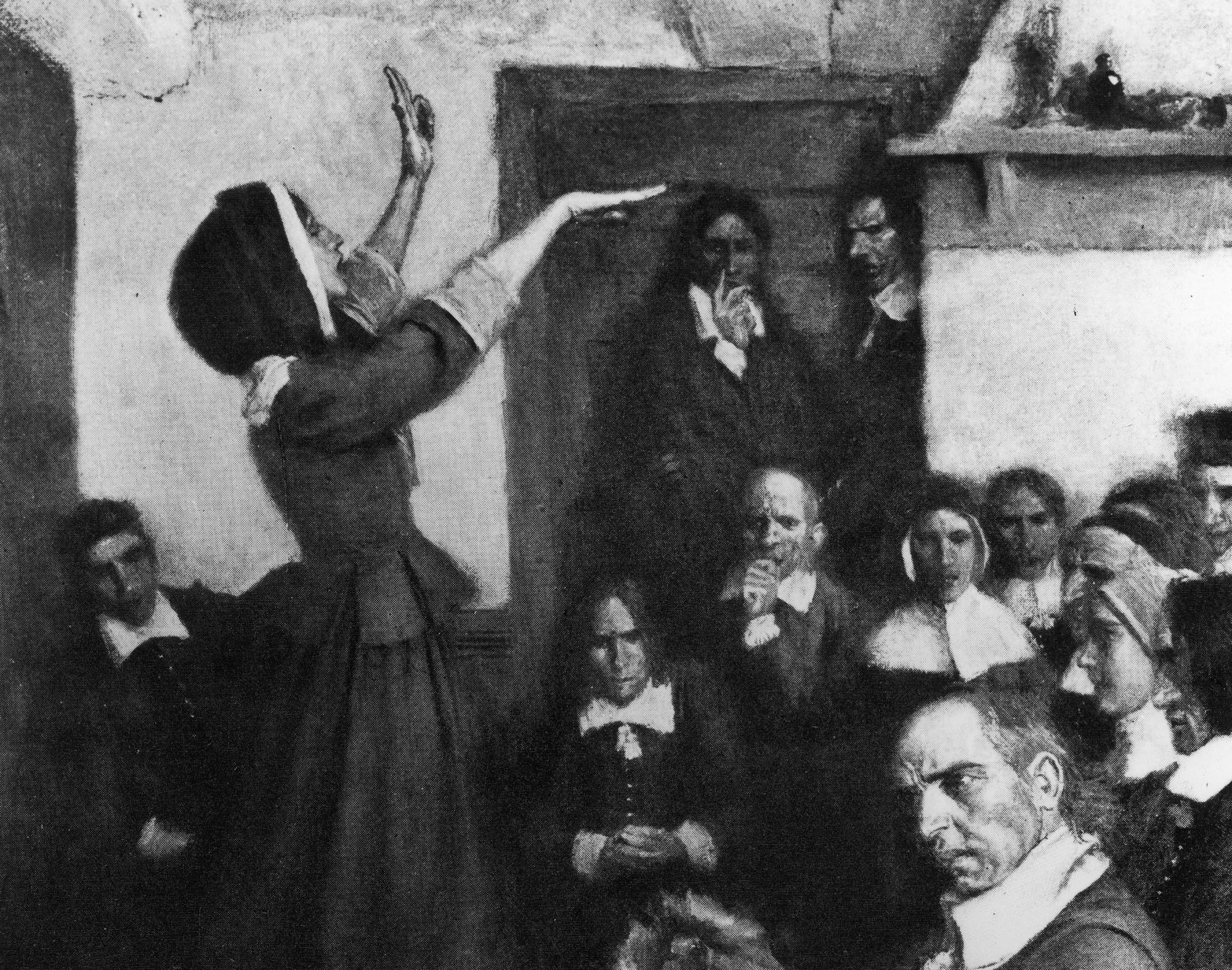 Anne Hutchinson preaching in her house in Boston