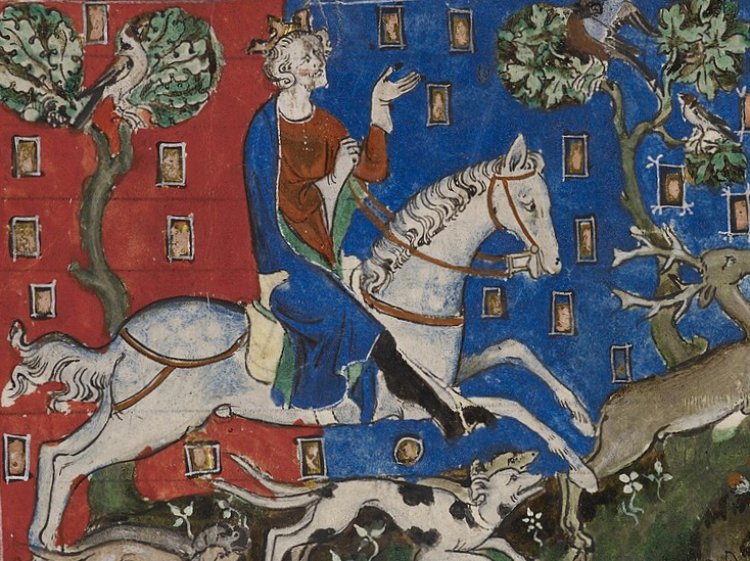 King John hunting a stag with hounds