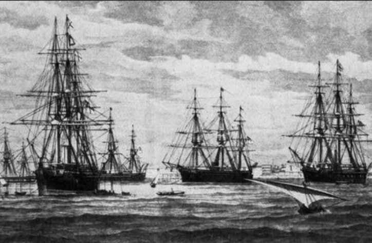 Demonstration of a German squadron off the coast of Zanzibar