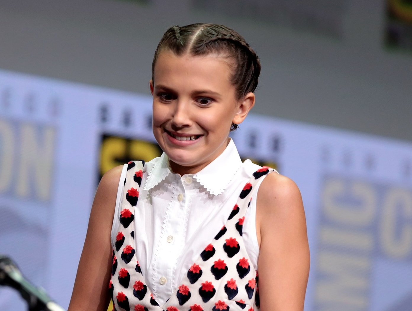 Millie Bobby Brown speaking at the 2017 San Diego Comic Con International
