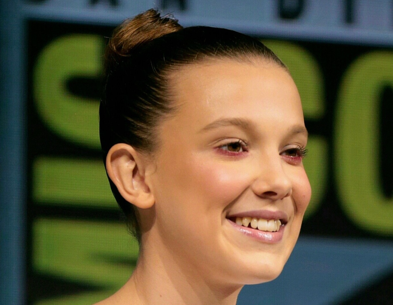 Millie Bobby Brown speaking at the 2018 San Diego Comic Con International