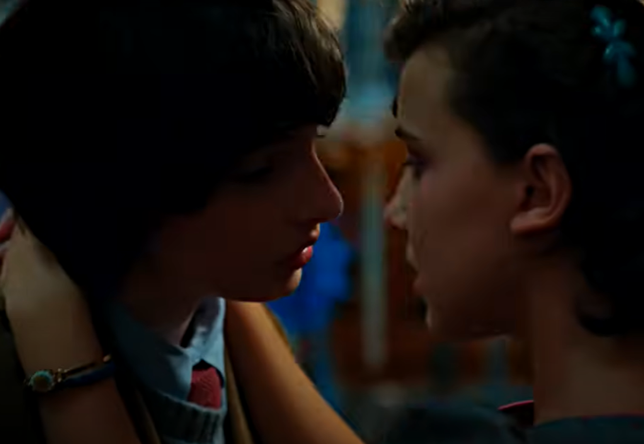 Screenshot of Millie Bobby Brown and Finn Wolfhard from - Stranger Things (2016-25)