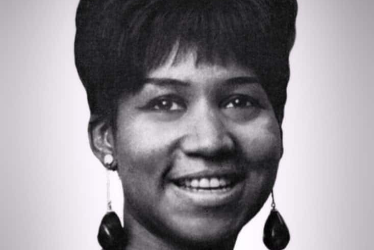 Cropped image of larger trade ad for Aretha Franklin
