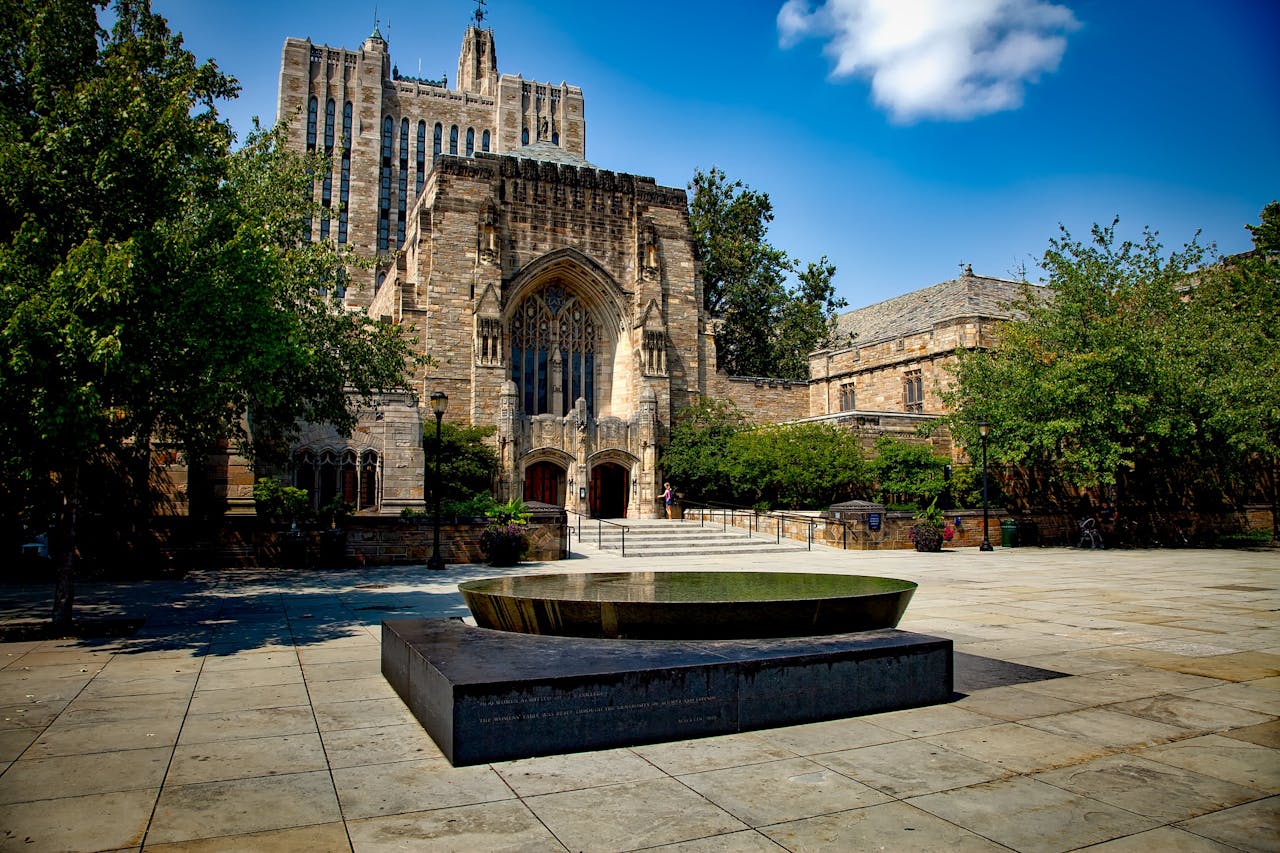 Yale University's Sterling Memorial Library stands majestically