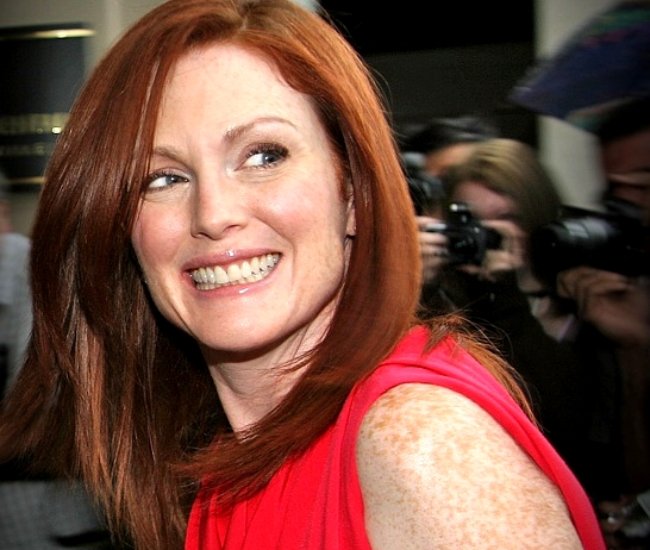 Julianne Moore wearing a red dress