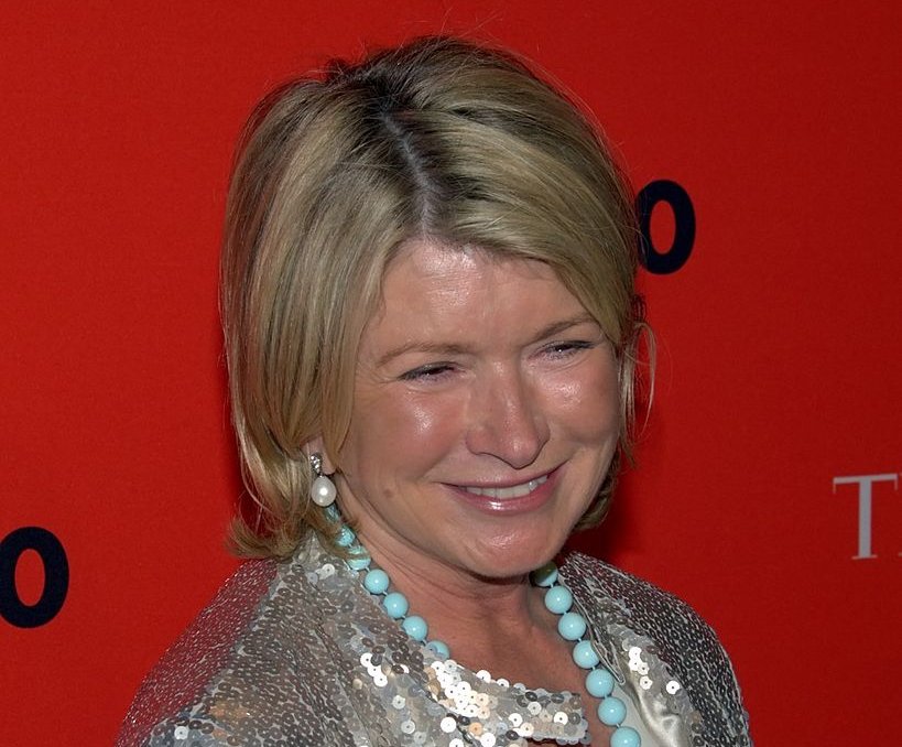Portrait Photo of American television personality Martha Stewart in shiny outfit