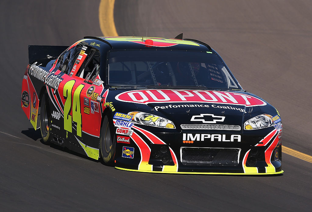 Jeff Gordon drives the #24 DuPont Chevrolet during practice for the NASCAR Sprint Cup Series AdvoCare 500 at Phoenix International Raceway